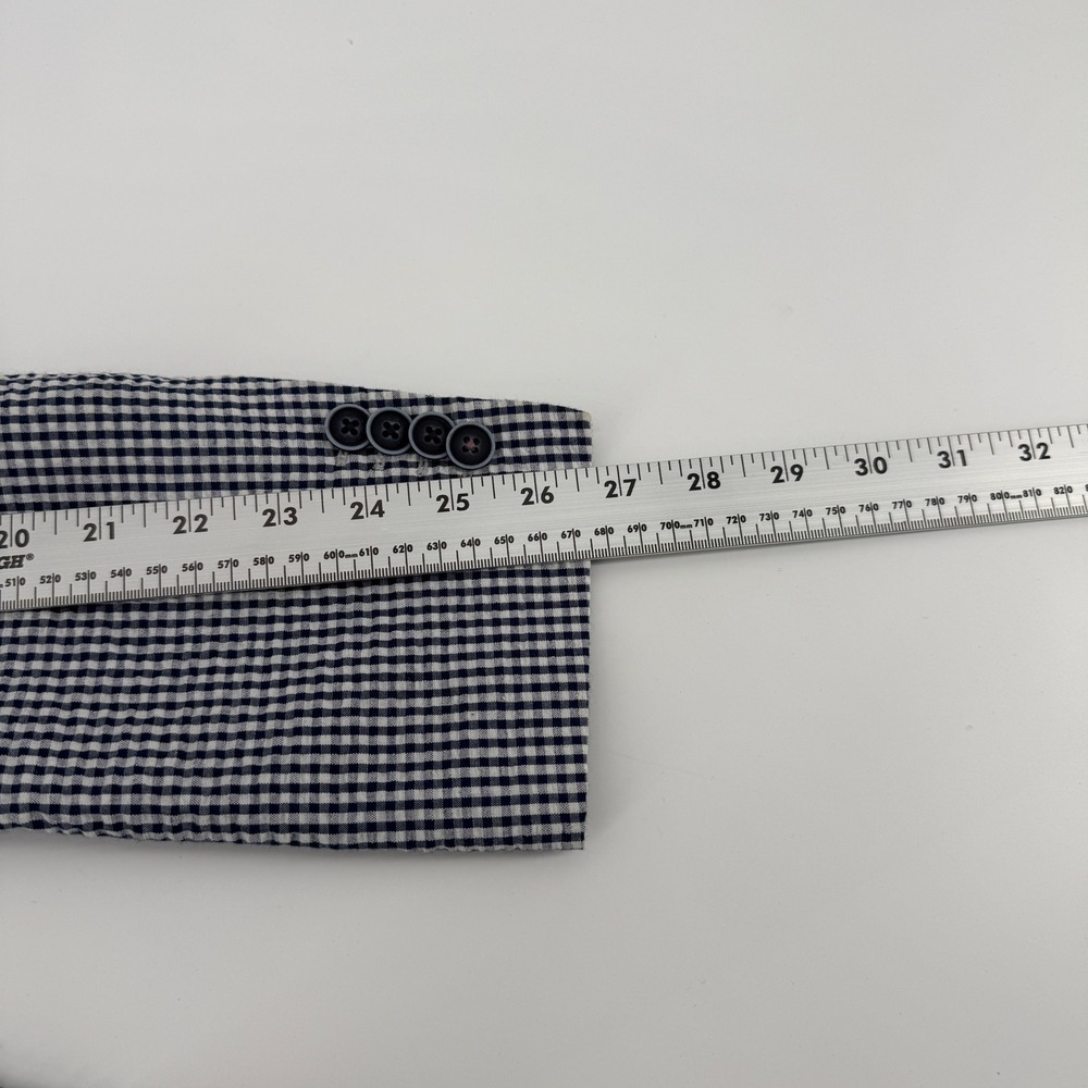 Piazza Italia Man Seersucker Gingham Slim Fit Blazer Blue White Size 50 - Picture 7 of 8